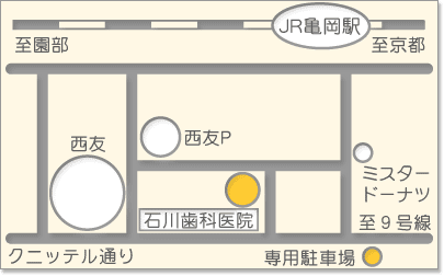 亀岡 石川歯科医院地図